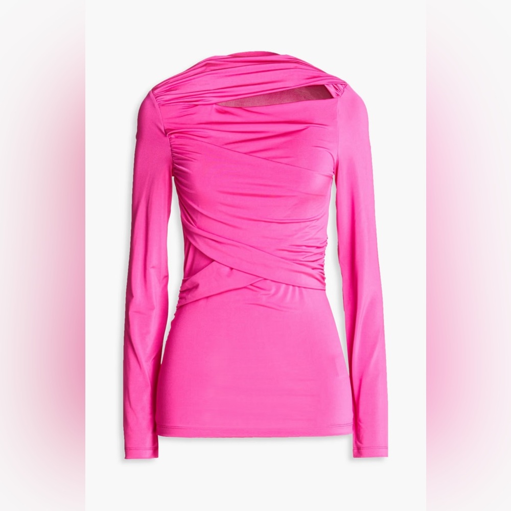 Victoria Beckham Long-Sleeve Wrap Top, Fuchsia, small